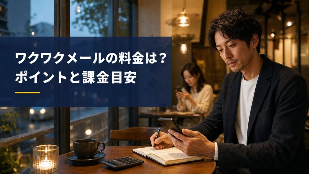ワクワクメールの料金とポイント課金を確認する男性とスマートフォンを見る女性