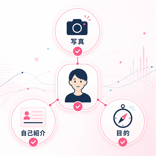 プロフィール写真・自己紹介・目的の3項目を見直すチェックリスト図解
