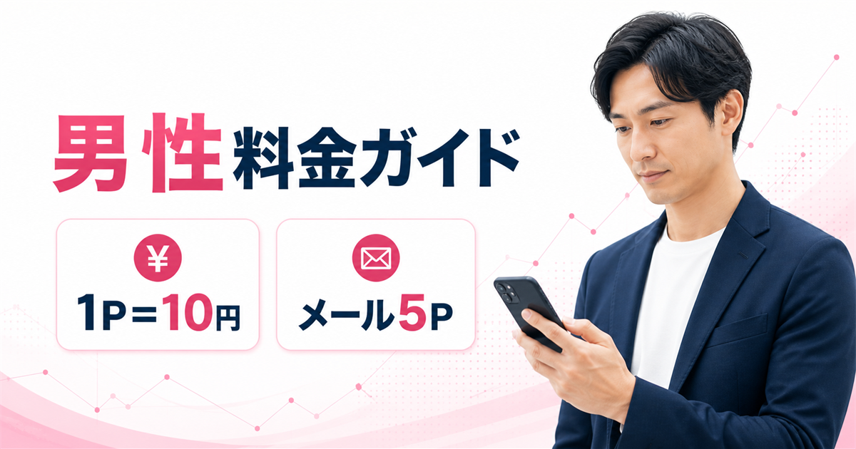 ワクワクメールの男性料金とポイント表を解説するアイキャッチ