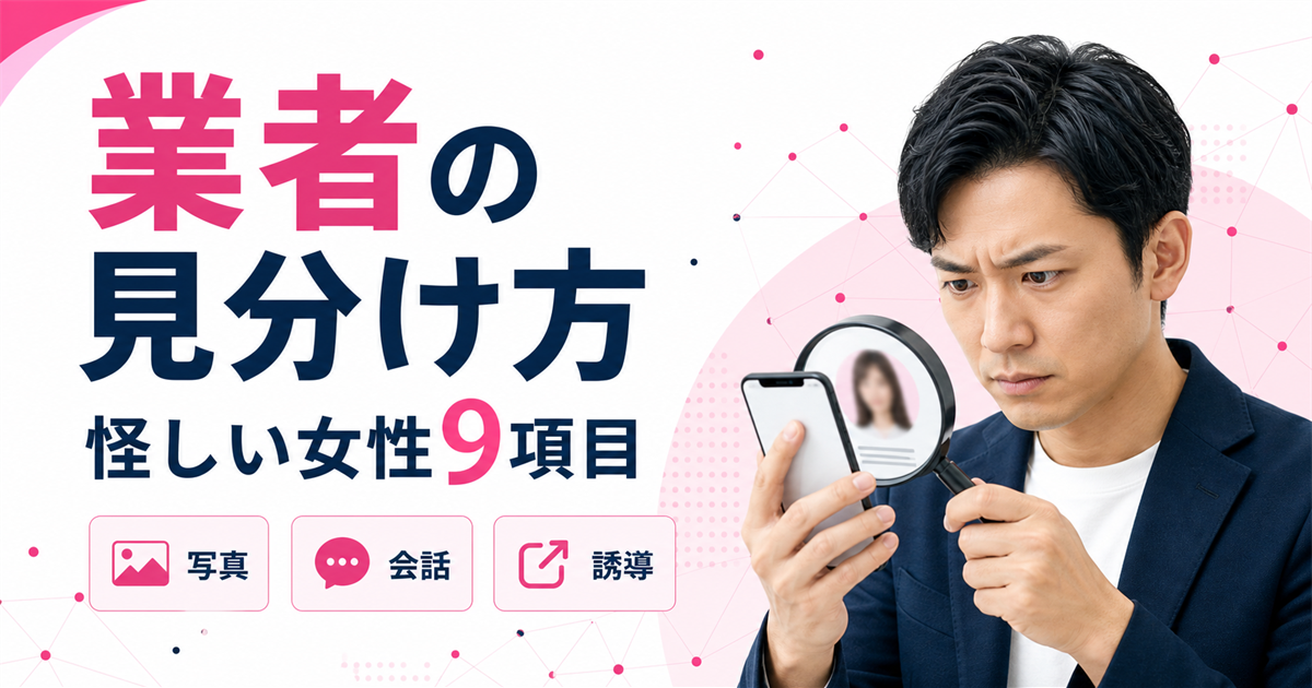 ワクワクメールの業者を見分ける9項目を示すアイキャッチ