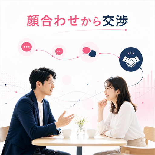 顔合わせから会話と信頼を作り大人の関係を交渉する流れの図解