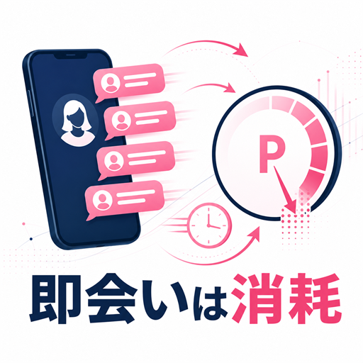 即会い系女子を追うほどメッセージと画像確認でポイント消費が増える図解