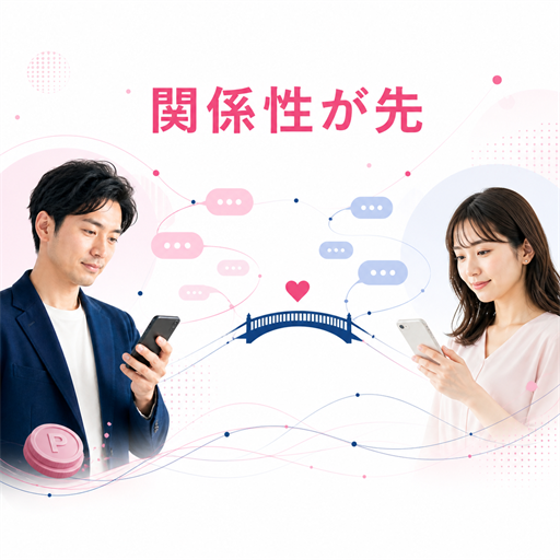 会話と信頼から継続的な大人の関係へ進む関係構築の図解