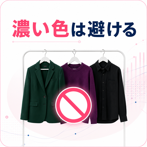 出会いの服装で緑や紫など濃い色を避けるカラーチェック図