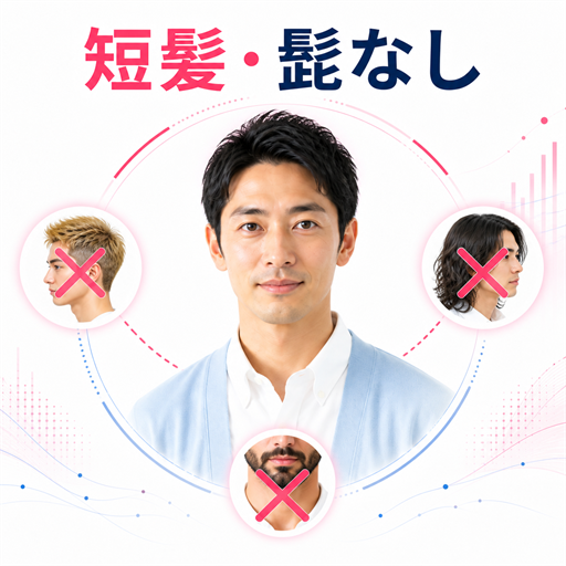 金髪とロン毛と髭を避けて短い黒髪へ整える身だしなみ図