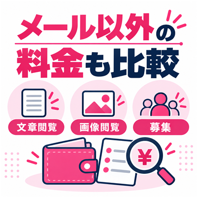 3サービスのメール以外のプロフィール文章・画像・募集料金を比較するための確認図