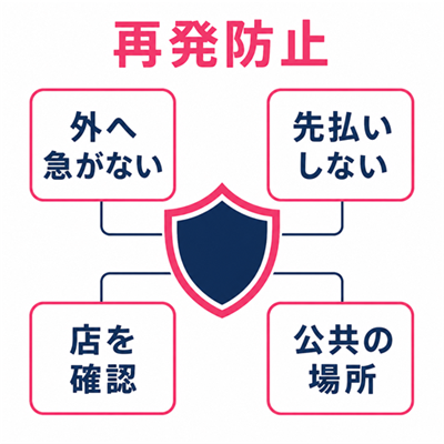 業者や勧誘を避けるための相手選びと初対面の再発防止チェック図