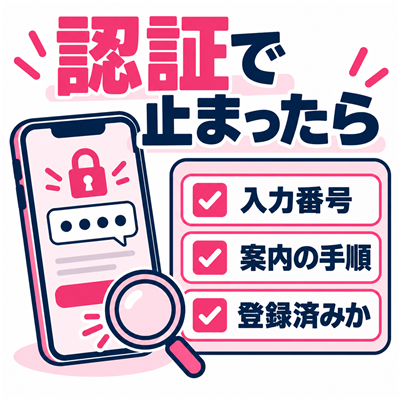 ワクワクメールの電話番号認証で止まった時に入力番号・手順・既存登録を確認する図
