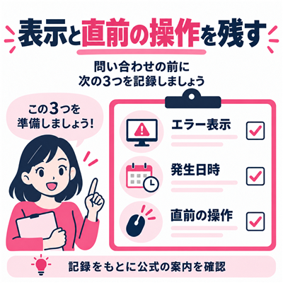 ワクワクメールの停止表示・発生日時・直前の操作を記録するチェック図
