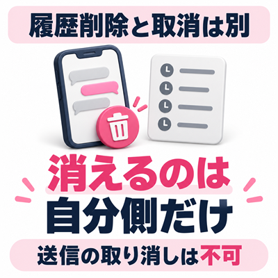 いいかも!の履歴削除は自分側のみで送信取り消しではないことを示す図