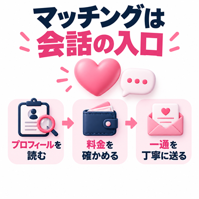 マッチング後にプロフィール・料金を確認して一通を丁寧に送る手順