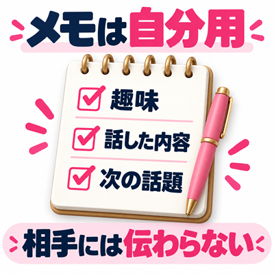 ワクワクメールのメモに趣味・話した内容・次の話題を残すチェックリスト