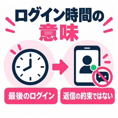 ワクワクメールのログイン時間は最後のログインを示し返信の約束ではない図解
