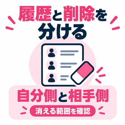 スマイル履歴の削除は自分側のみで相手側とは異なると示す図解