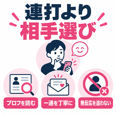 スマイルの連打よりプロフィールを読み無反応を追わないチェック図
